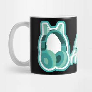 I love cat headphones - blue green Mug